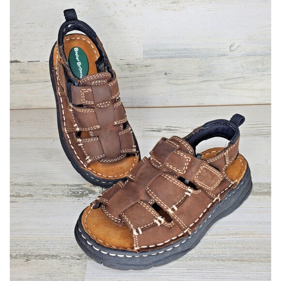 Buster Brown Leather Fisherman Sandals Brown Open Toe 24858-5 Clark Toddler 11M - Picture 1 of 8